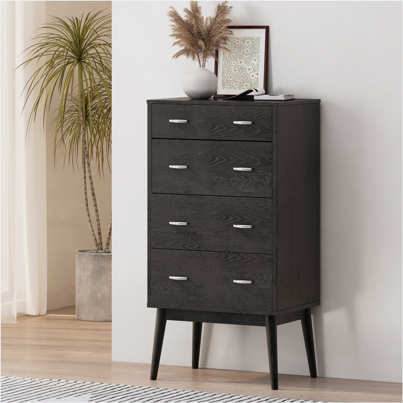 Commode verticale 4 tiroirs, Noir
