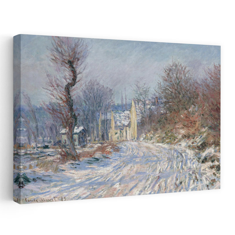 «Route De Giverny En Hiver», impression d'art abstrait classique contemporain de l'hiver 1885, H 32 po x l 48 po