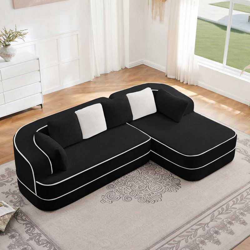 Teddy Fabric Modual Sofa,No Assembly, Black