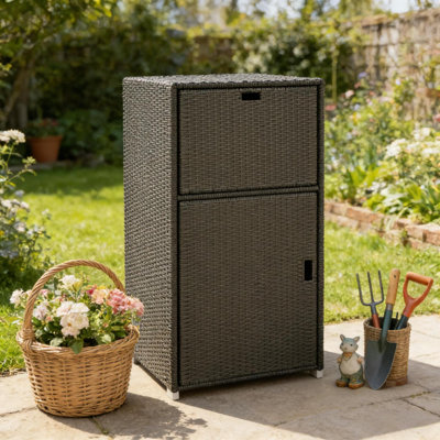 Durable Rattan Bathroom Storage Cabinet, Modern Steel Frame, Indoor Outdoor Use