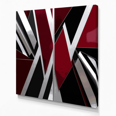 Abstract Shapes 29 Red Canvas Wall Art
