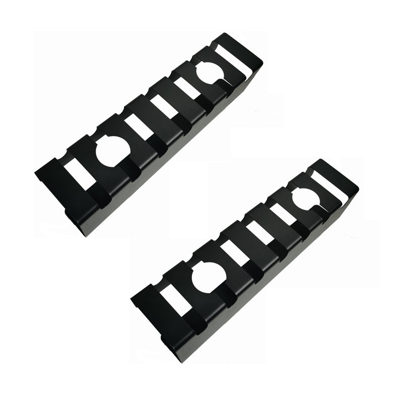 2PC Metal under desk table mount cable management rack ventilation and cord control slots Black