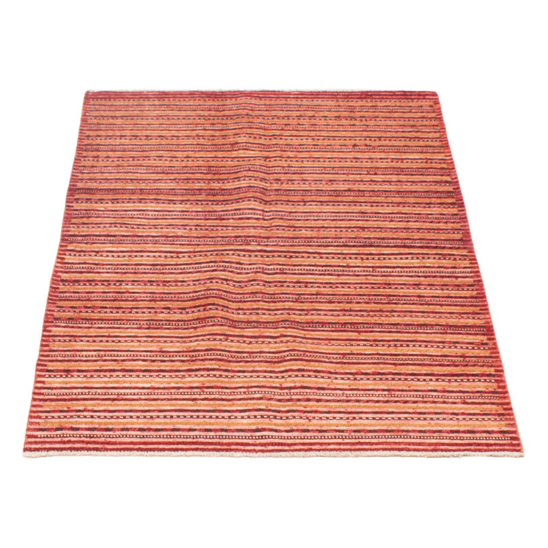 Tapis rouge foncé en laine noué à la main de conception unique 3 pi 9 po x 6 pi 4 po Solita