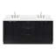Meuble-lavabo double en bois massif 72 po avec comptoir en quartz noir Carrara de 1,5 po Haun-1296087571-1296087570