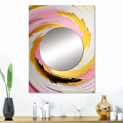 Rose aquarelle abstraite circulaire II - miroir spirales abstraites, miroir mural moderne unique, reproduction d'art