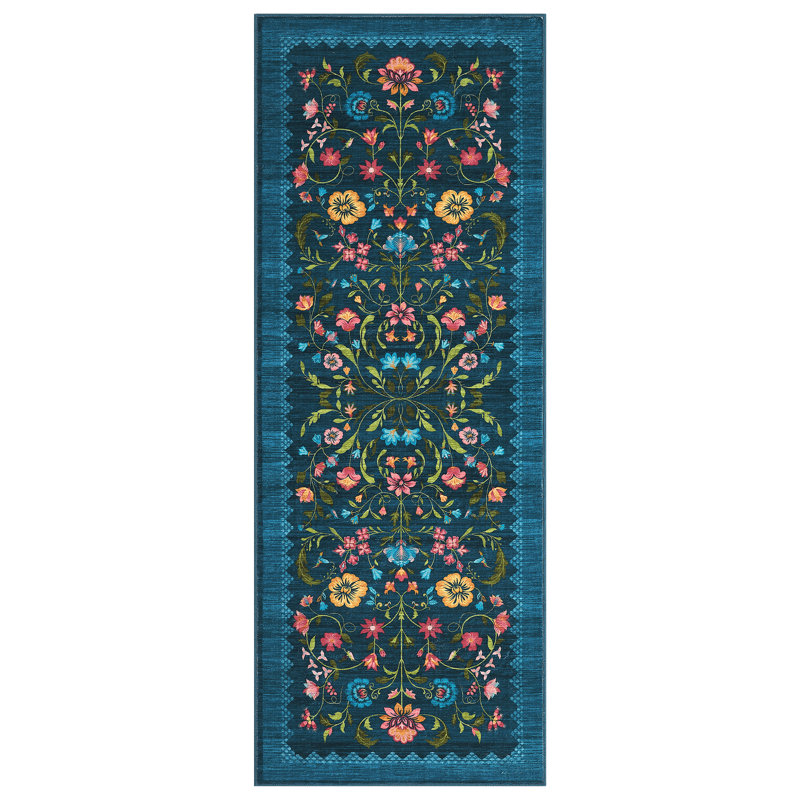 Washable Rugs for Living Room, Non Slip Floral Area Rug, Low Pile Foldable Soft Carpet, Stain Resistant Farmhouse Floor Mats for Bedroom, Dining Room, Nursery, Playroom