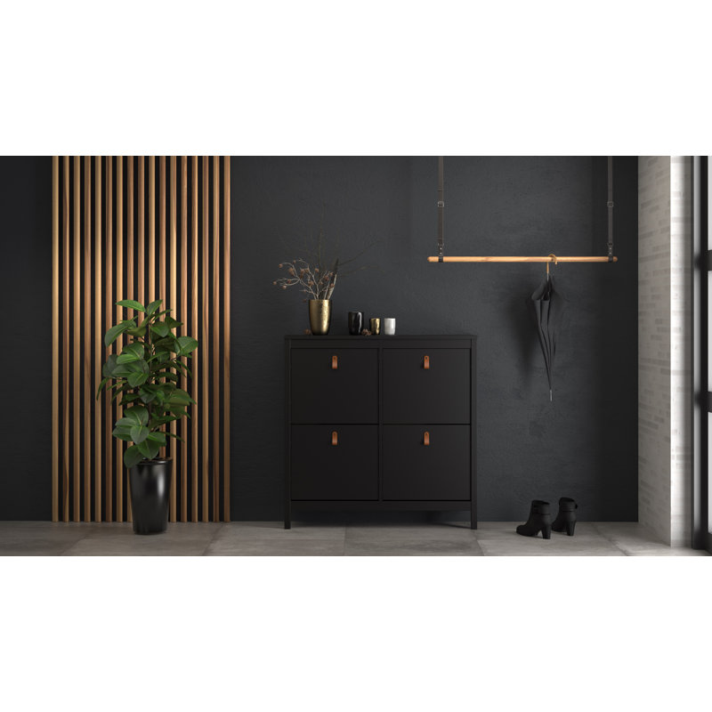 Cynteria 16 Pair Shoe Storage Cabinet, Black