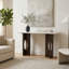 Console rectangulaire cannelée en bois de manguier et en pierre pour la maison - Canapé étroit moderne pour vestibule et couloir - 52 po, blanc et brun