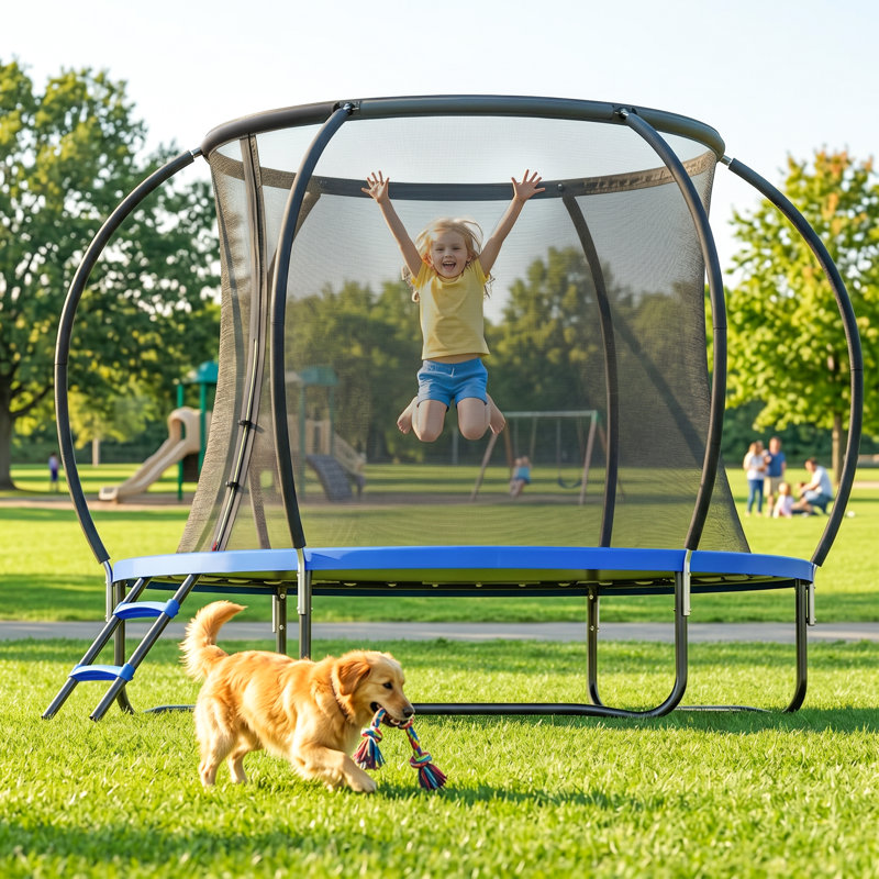 Trampoline récréatif 8 pi avec filet de sécurité
- Usage intérieur et extérieur, trampoline rond pour enfants - bleu, Blue