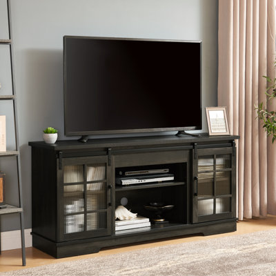 Meuble télé avec compatibilité de 65 po et tablettes de bureau coulissantes de style gris anthracite, gris, l 60,65 po x P 15,6 po x H 27,8 po, fonctionnel
