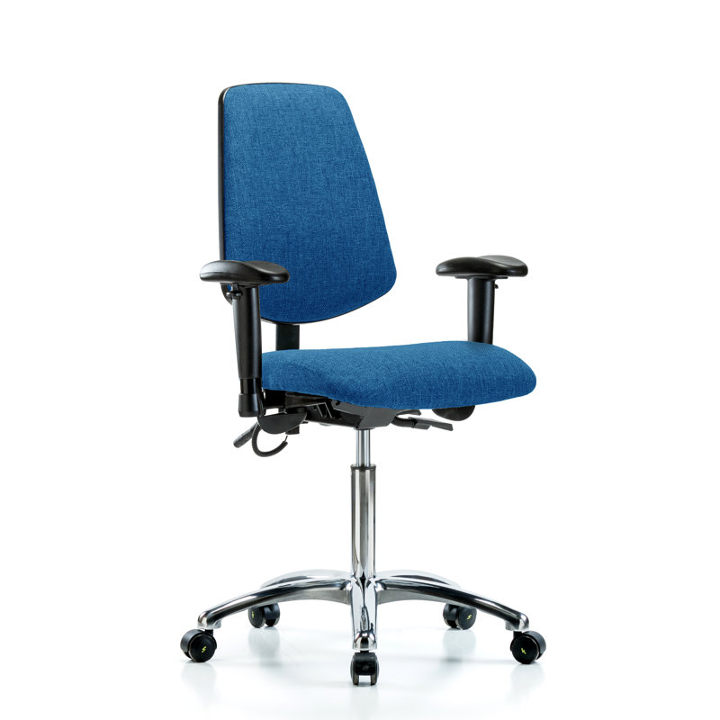 Chaise de tâches ergonomique Maryam, Bleu, Roulettes, Inclus