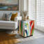 Ossi 55.8CM Square Glass End Table with Graffiti Abstract Art