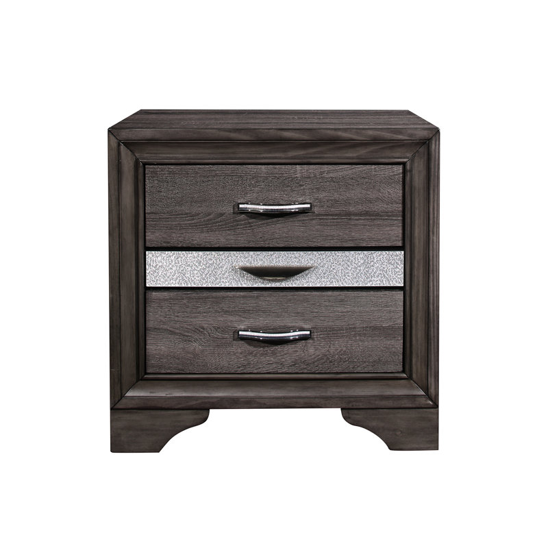 Table de chevet grise avec 3 tiroirs expansifs