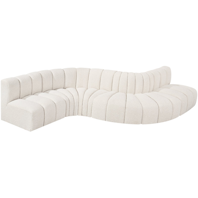 Izelia Upholstered Curved Sectional Reversible, Cream Boucle Fabric