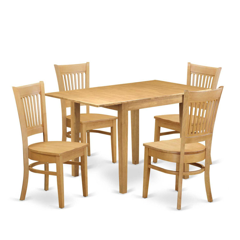 Ensemble de mobilier de salle à manger 5 pièces comprenant une table de salle à manger rectangulaire avec Dropleaf et 4 chaises en bois de chêne