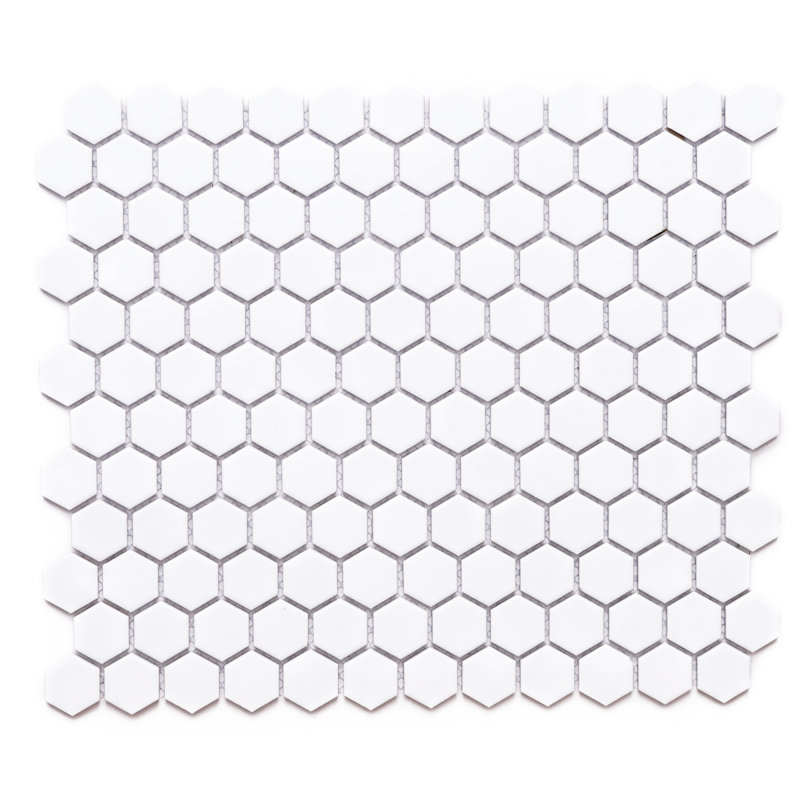 HoneyComb Remi 1" x 1" Porcelain Mosaic Tile, White