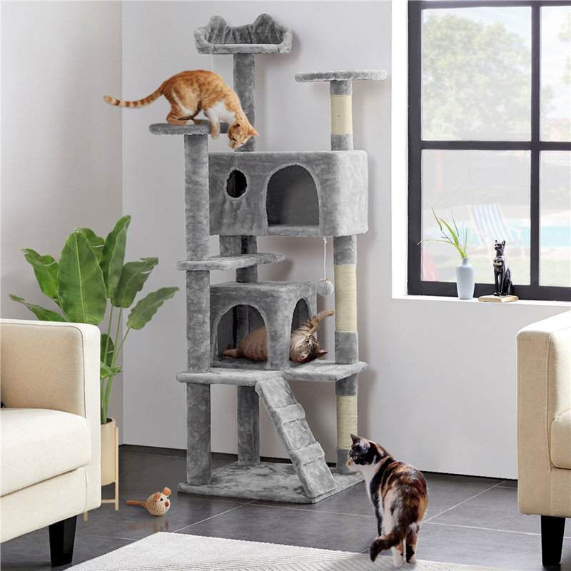 Cat Tree, 158cm H x 49cm W x 49cm D, Light Grey