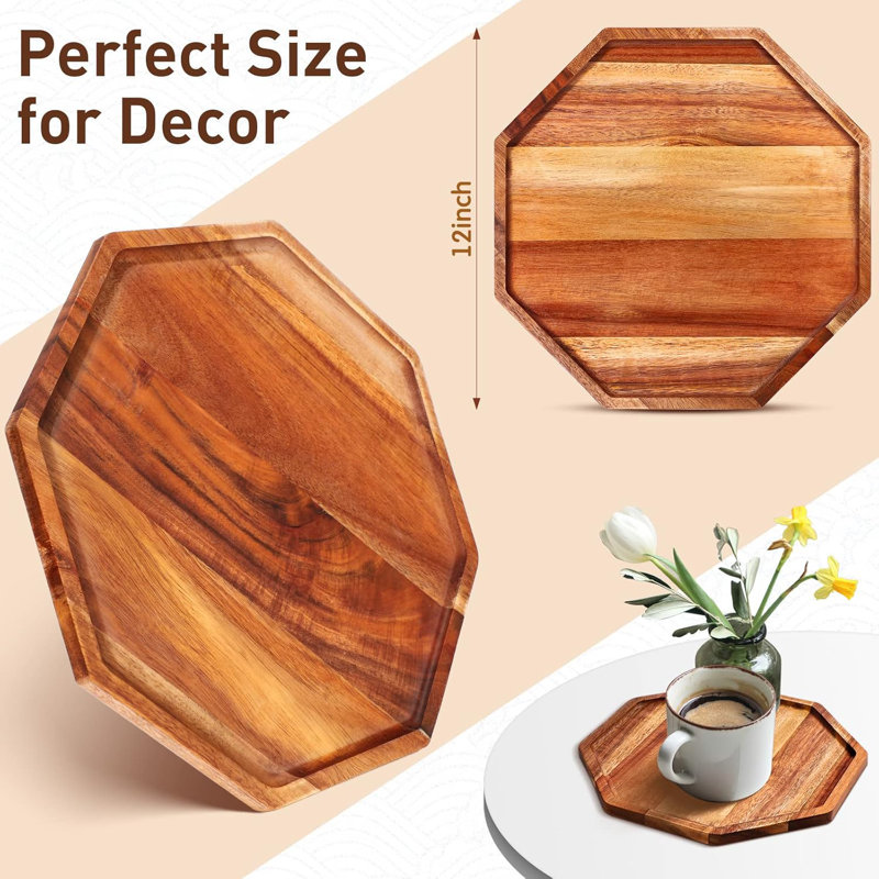 Plateau à fruits en bois 3 pièces, H 0,7 po x l 12 po x P 12 po
