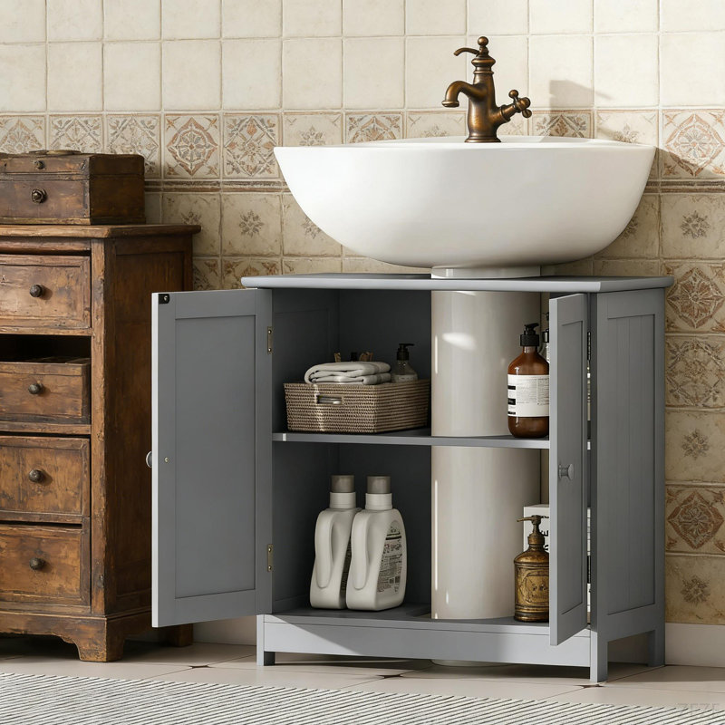 Modern Style Pedestal Sink Storage Cabinet,Bathroom Under Sink Cabinet, Gray