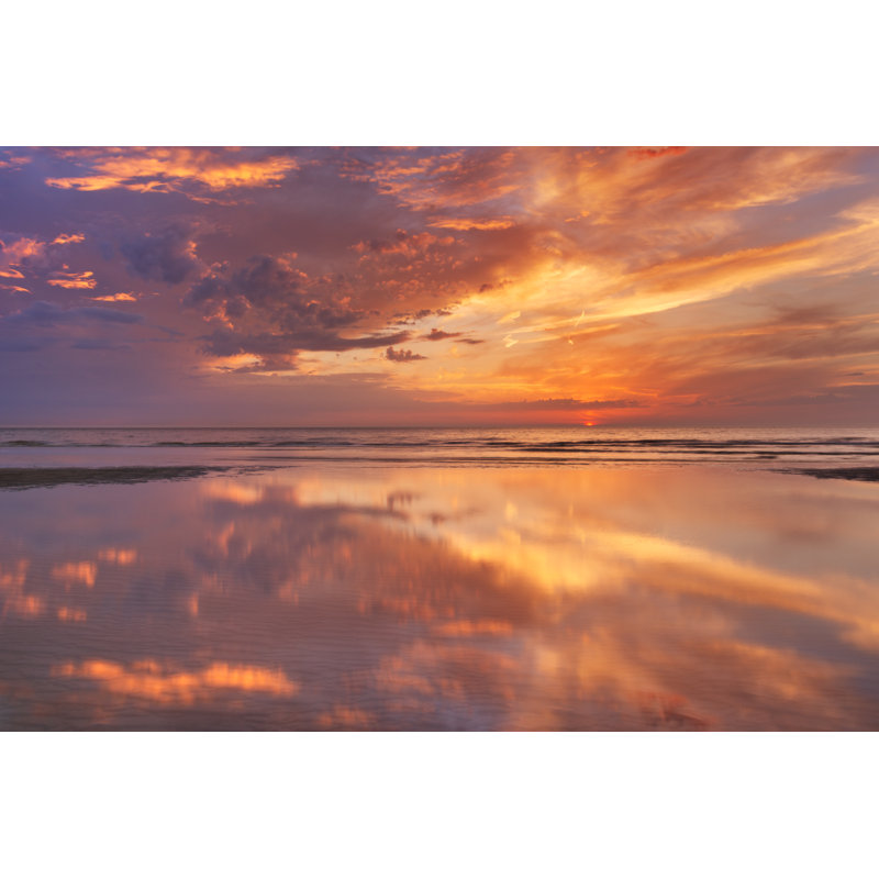 Sunset Reflections On The Beach by Sara_winter - No Frame Art Prints on Canvas, 61cm H x 91cm W