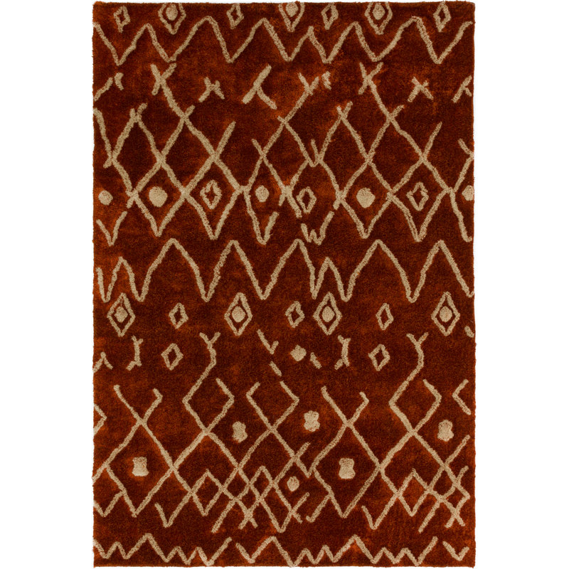 Addison Calabar Transitional Abstract Diamond Rust 5’ X 7’6" Area Rug, Rectangle 3'6" x 5'6"
