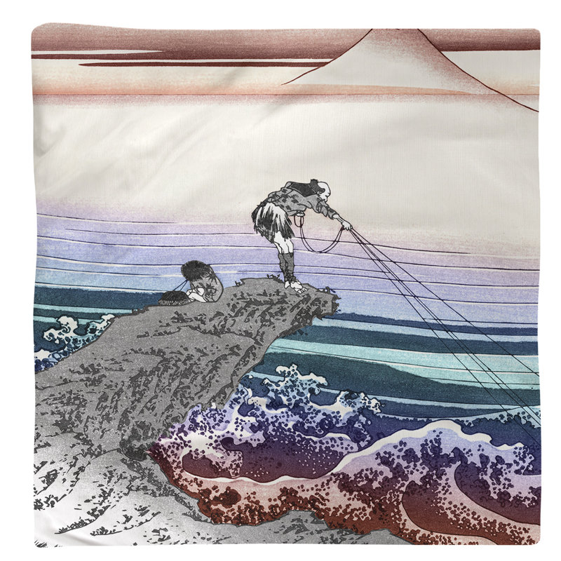 Katsushika Hokusai Cotton Square Napkin, Red Ombre