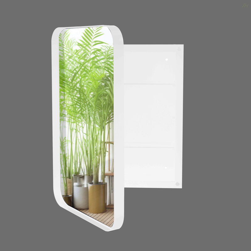 Armoire à pharmacie encastrée en métal blanc 16 x 24 po avec miroir et tablettes réglables, 23.6" H x 15.47" W x 4.72" D