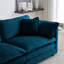 Canapé bleu en chenille 2 pour espace de vie, base en bois massif, revêtement très respirant, espace détente en chenille, 4 coussins inclus, structure, tissu