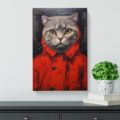 Cat Neo-Plasticism - Wrapped Canvas Print
