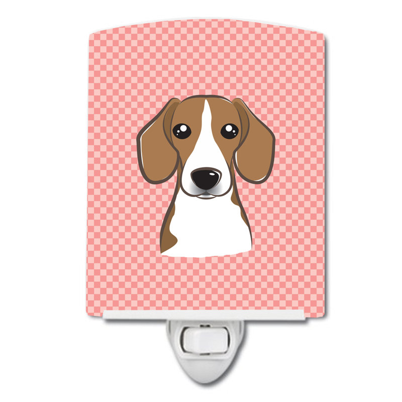 Éclairage de nuit en céramique damier de braque teckel, Rose, Beagle