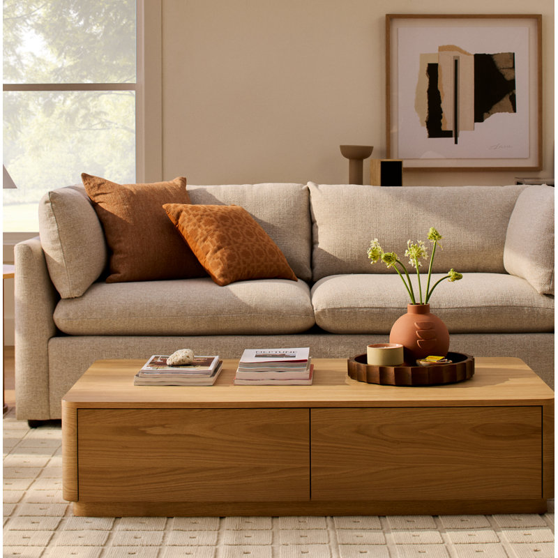 Kallie 86" Upholstered Sofa, Lena Sand Performance Linen Blend