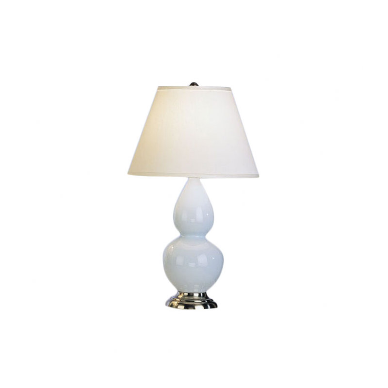 Gourd Table Lamp, Baby Blue and Antique Silver Base