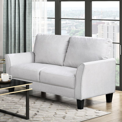 Gray Contemporary , Solid Wood And Plywood Frame, High - Density Foam Over Pocket Coils Compact Seating For Small Spaces Modern Upholstered Slightly Flared , Soft Fabric Exposed Feet With Black Faux