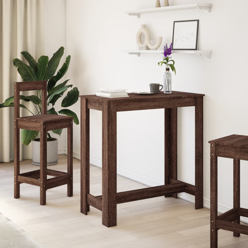 Rectangular 102 Cm L Outdoor Bar Table, Brown Oak