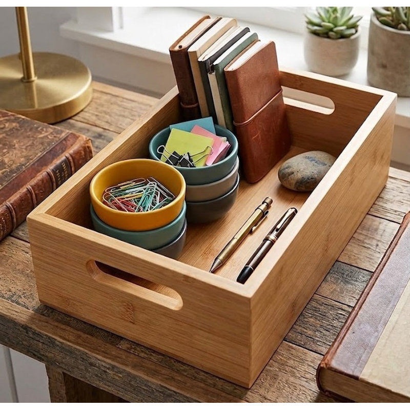 Bamboo Drawer Organizer, 9.5" L x 5.5" W x 3" H