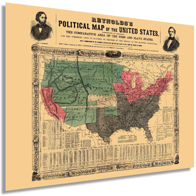 " Vintage 1856 United States Political Map "