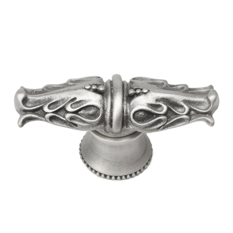 Acanthus leaves large knob with flared foot Romanesque stylein Soft Gold, Satin