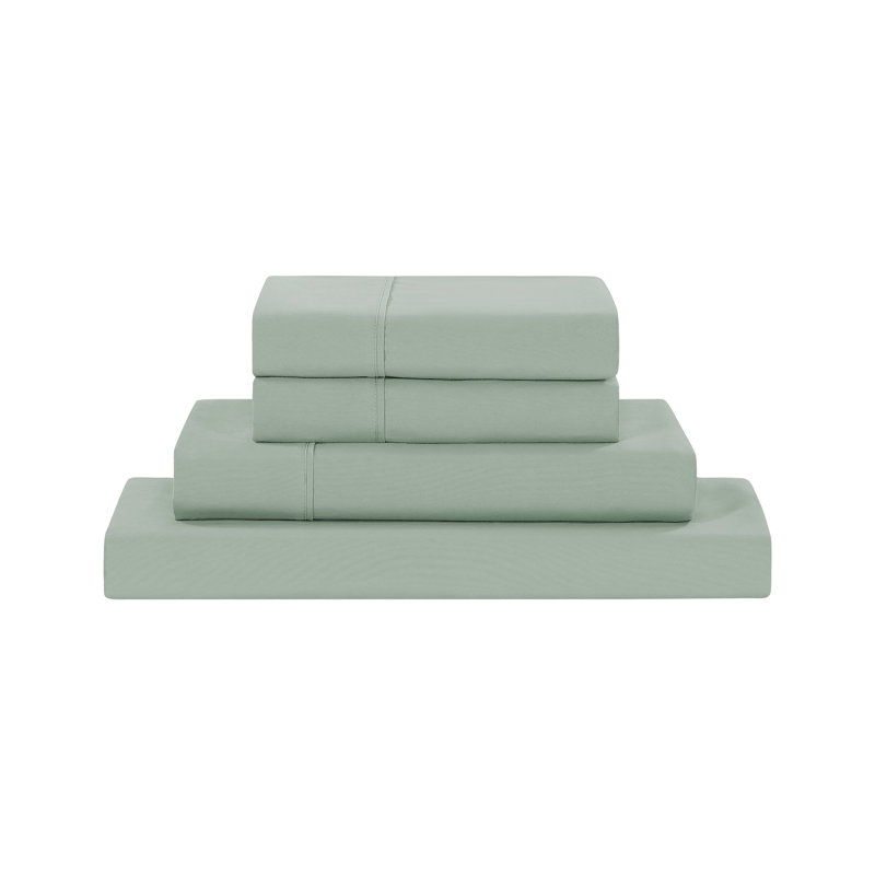 Ensemble de draps en microfibre 4 pièces Modern, Ensemble de draps pour lit double avec 2 taies d'o, Bleu-vert