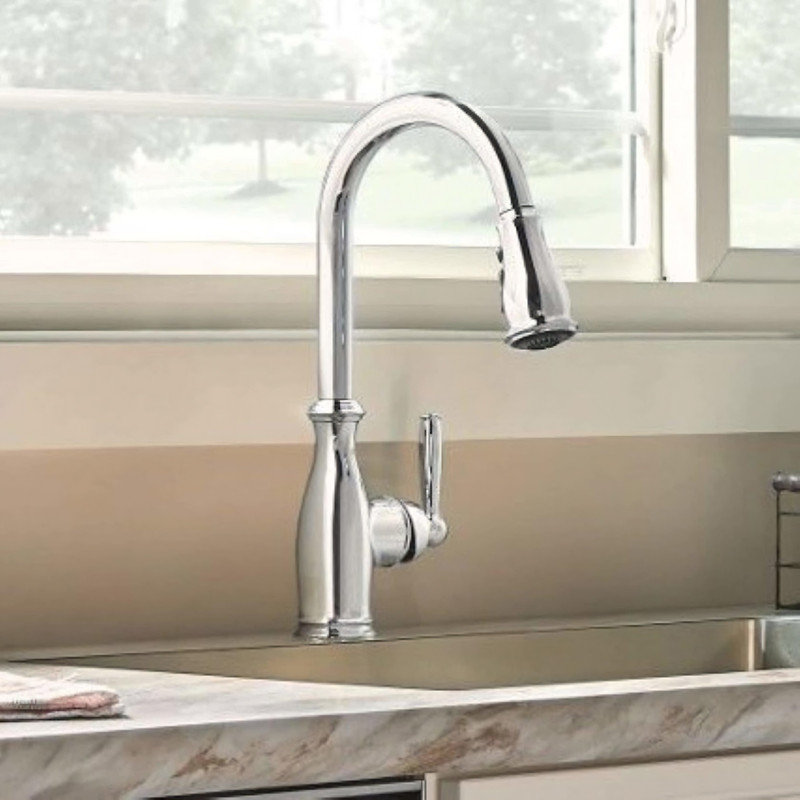 MOEN Brantford Single-Handle Pull-Down Sprayer Kitchen Faucet with Reflex and Power Boost in Chrome, Chrome
