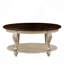 Table, table basse ovale en bois de 42 po pour le salon, table basse en bois massif à 2 niveaux avec tablette de rangement ouverte, assemblage facile