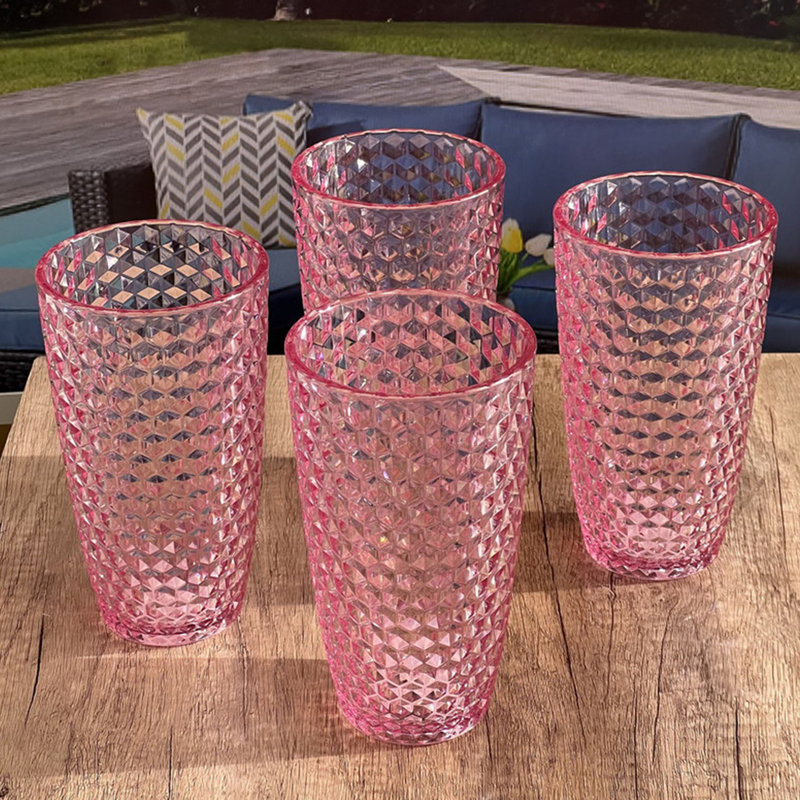Verres en diamant taillés en acrylique, 19 oz liq., Rose