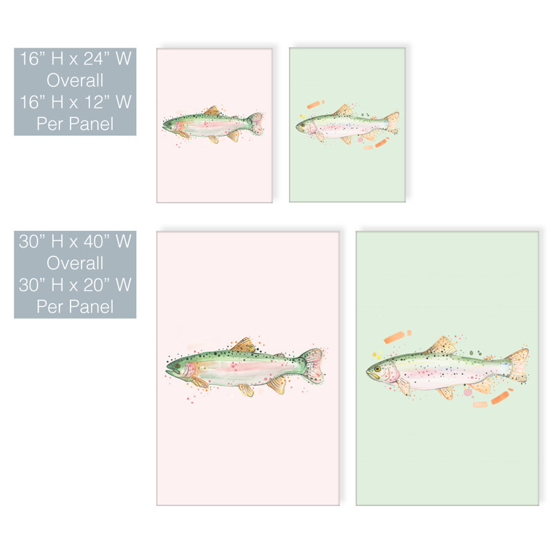 «Trout Duo» par Brandon Thomas - reproduction d'art sur toile, H 16 po x l 24 po x 1,5 po