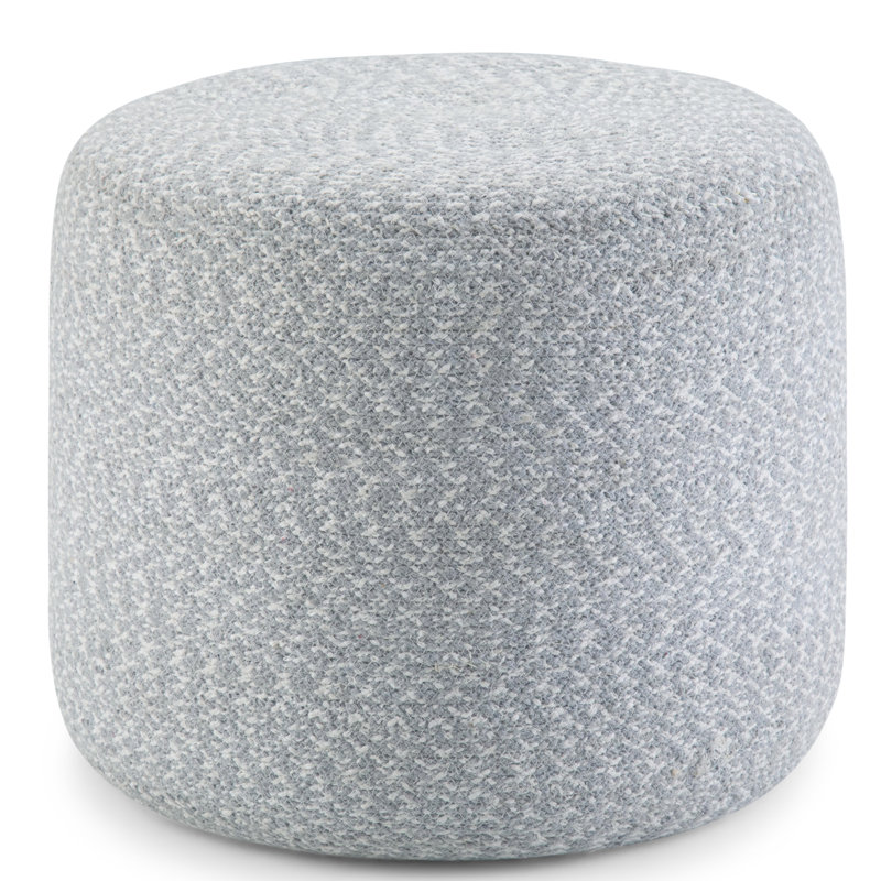 Pouf rond en coton tressé à la main l 20 po Bayley, Bleu / Naturel