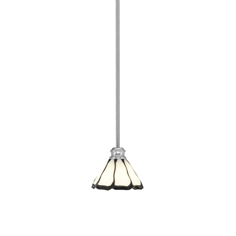 Mini-luminaire suspendu sur pied Edge avec perle de 7 po et verre d'art Black Flair, Nickel brossé