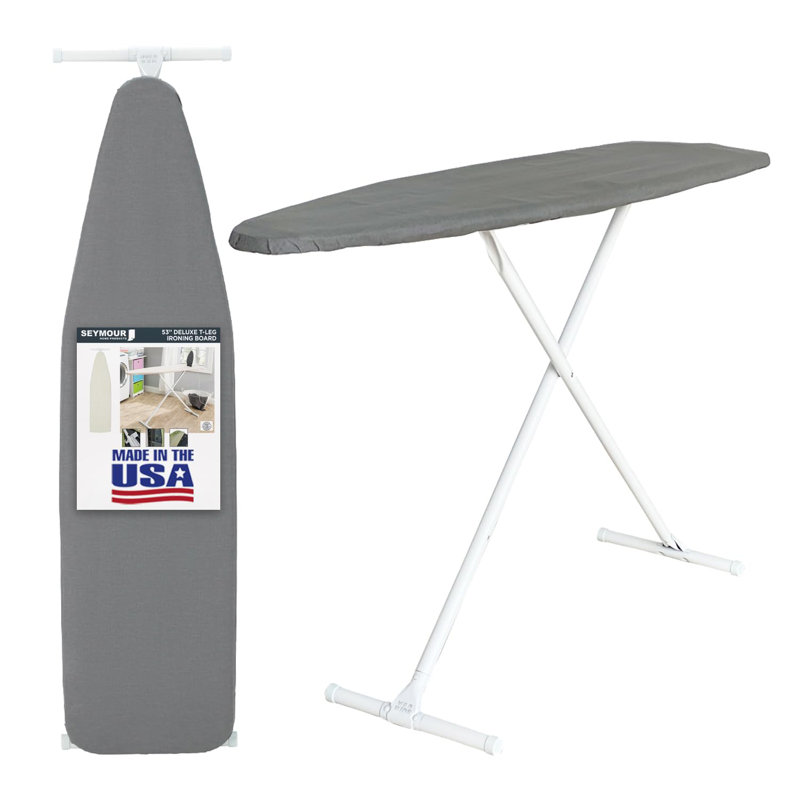 Made Gray T-Leg Ironing Board With Adjustable Height & Compact Folding Design