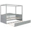 Lit à baldaquin simple gris avec lit gigogne, conception moderne en bois, sommeil confortable, L 77,6 po x l 41,3 po H 66,1 po encastré, espace de couchage privé,-1973796659