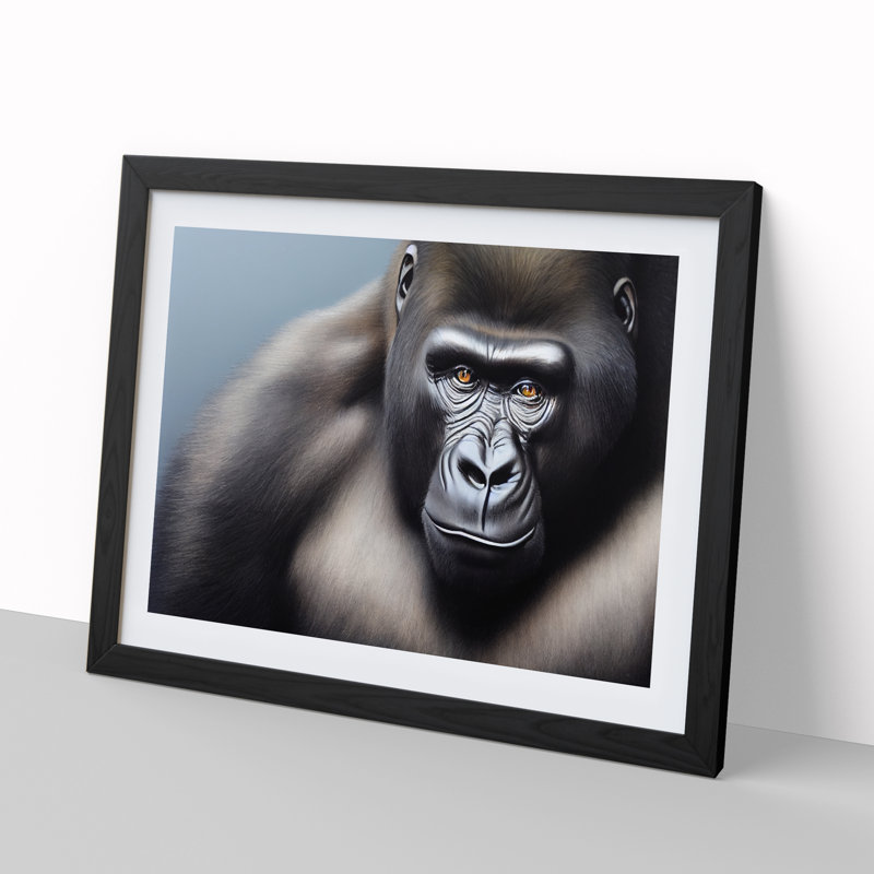 XH1022-8895X The Blessed Gorilla 1 Piece Single Picture Frame Wall Art, 34cm H x 46cm W x 2cm D, Black