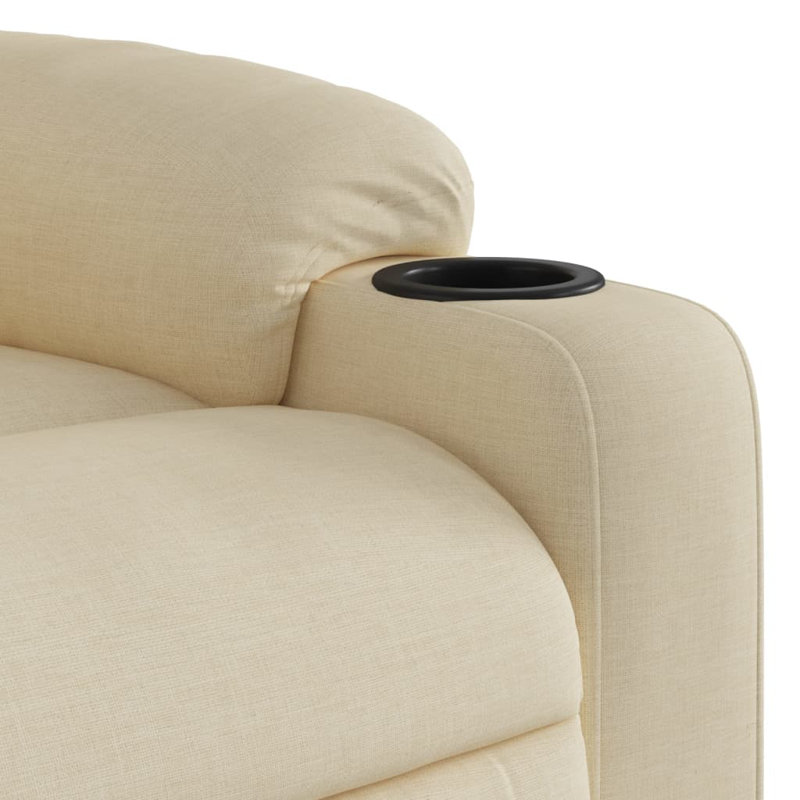 Upholstered Massage Chair, Cream Polyester, Power