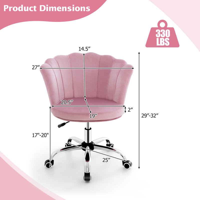 Fauteuil de coiffeuse Anzavia, Velours rose