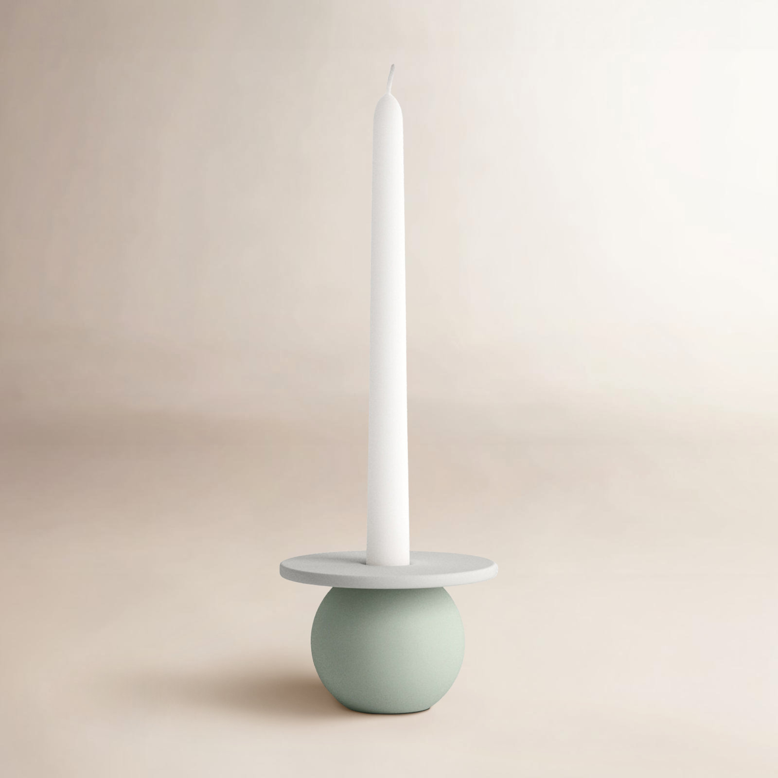 2.5" Ceramic Tabletop Candlestick Holder, Gray/White